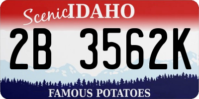 ID license plate 2B3562K