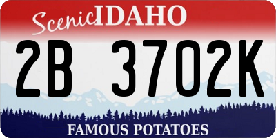 ID license plate 2B3702K