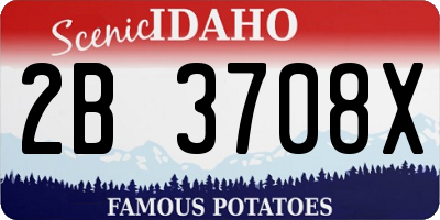 ID license plate 2B3708X
