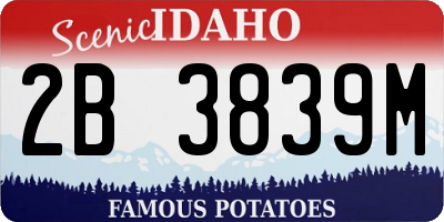 ID license plate 2B3839M