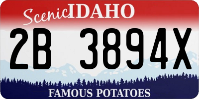 ID license plate 2B3894X