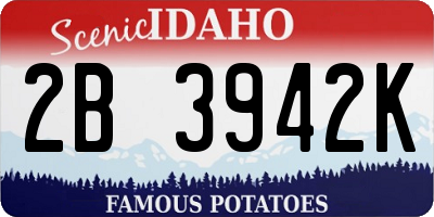 ID license plate 2B3942K