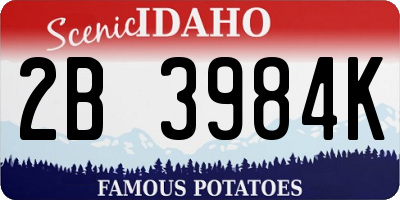 ID license plate 2B3984K