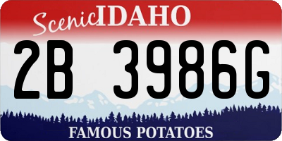 ID license plate 2B3986G