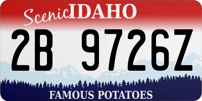 ID license plate 2B9726Z