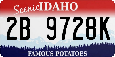 ID license plate 2B9728K