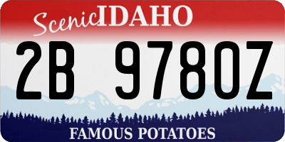 ID license plate 2B9780Z