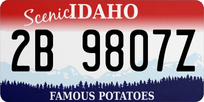 ID license plate 2B9807Z