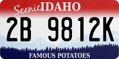 ID license plate 2B9812K
