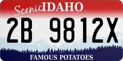 ID license plate 2B9812X