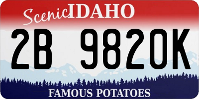 ID license plate 2B9820K