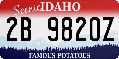 ID license plate 2B9820Z