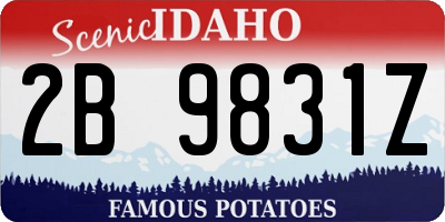 ID license plate 2B9831Z