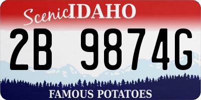 ID license plate 2B9874G