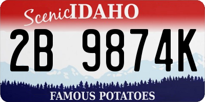 ID license plate 2B9874K