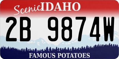 ID license plate 2B9874W