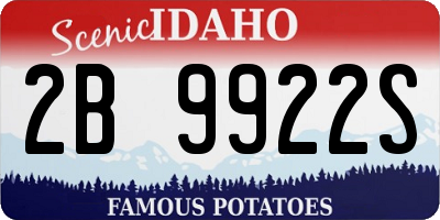 ID license plate 2B9922S