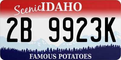 ID license plate 2B9923K