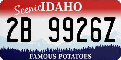 ID license plate 2B9926Z