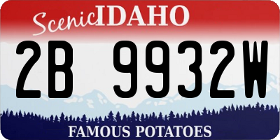 ID license plate 2B9932W