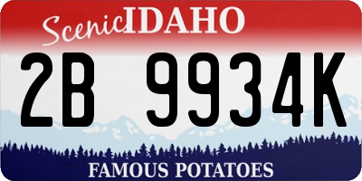 ID license plate 2B9934K