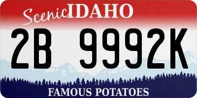 ID license plate 2B9992K
