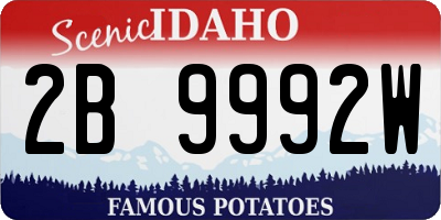 ID license plate 2B9992W