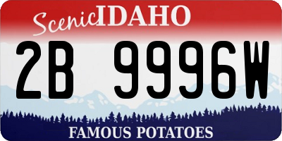 ID license plate 2B9996W