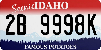 ID license plate 2B9998K