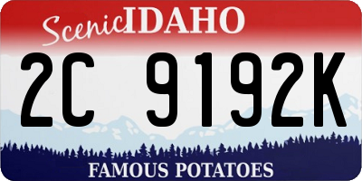 ID license plate 2C9192K