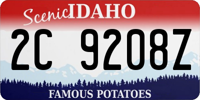 ID license plate 2C9208Z