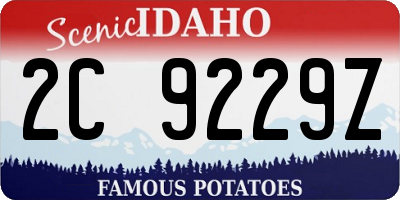ID license plate 2C9229Z