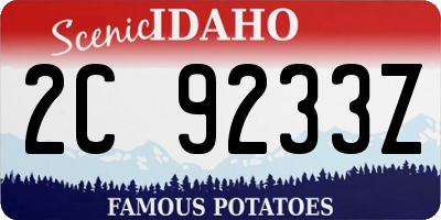 ID license plate 2C9233Z