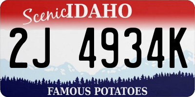 ID license plate 2J4934K