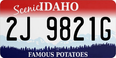 ID license plate 2J9821G