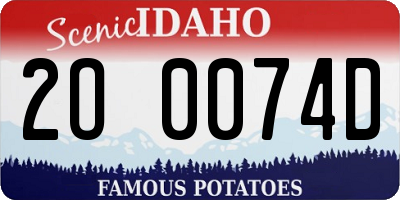 ID license plate 2O0074D
