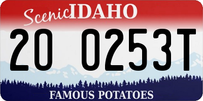 ID license plate 2O0253T