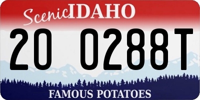 ID license plate 2O0288T