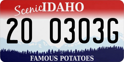 ID license plate 2O0303G