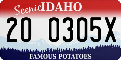 ID license plate 2O0305X