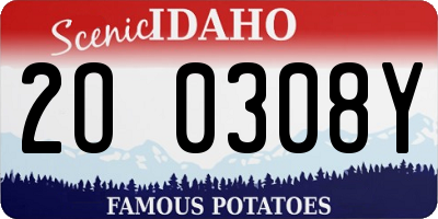 ID license plate 2O0308Y