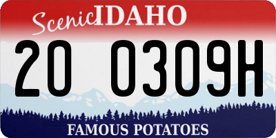 ID license plate 2O0309H