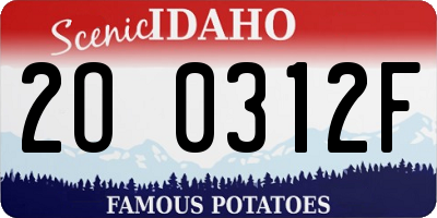 ID license plate 2O0312F