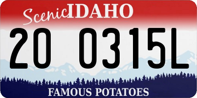 ID license plate 2O0315L