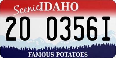 ID license plate 2O0356I