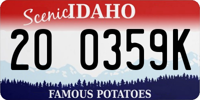 ID license plate 2O0359K