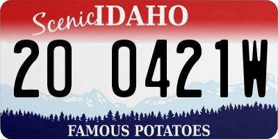 ID license plate 2O0421W