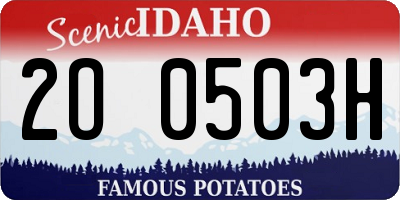 ID license plate 2O0503H