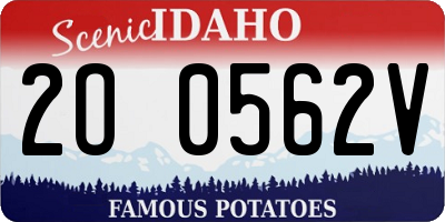 ID license plate 2O0562V