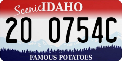 ID license plate 2O0754C